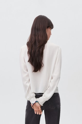 Blouse fluide froncée - Blanc
