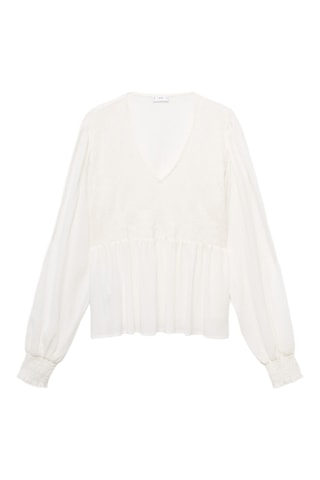 Blouse fluide froncée - Blanc