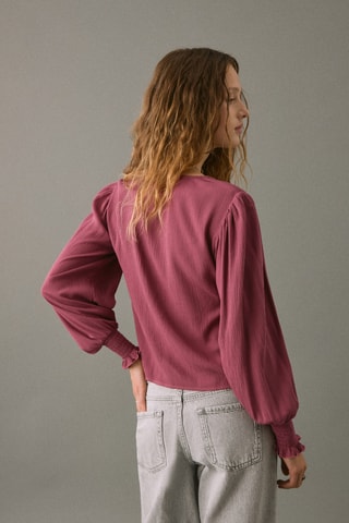 Blouse fluide froncée - Rouge