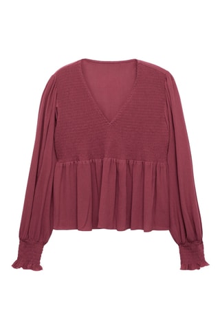 Blouse fluide froncée - Rouge