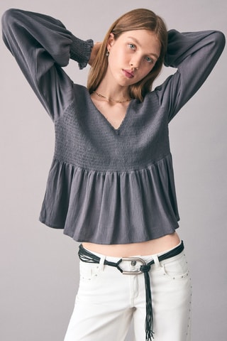 Blouse fluide froncée - Anthracite