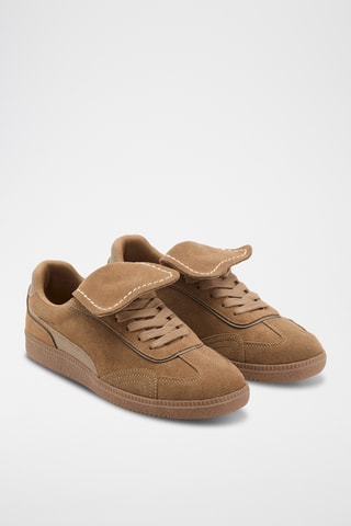 Tennis combinées cuir daim - Camel