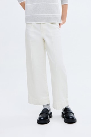 Jean style jupe-culotte détail couture - Blanc