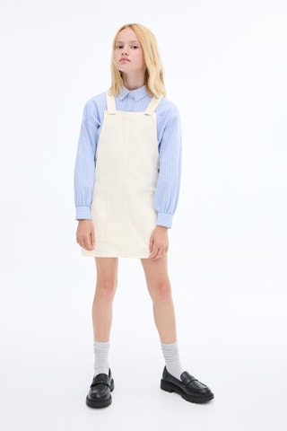 Robe chasuble courte en jean - Blanc