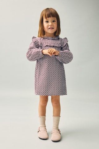 Robe imprimée à volants - Rouge