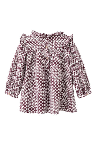 Robe imprimée à volants - Rouge