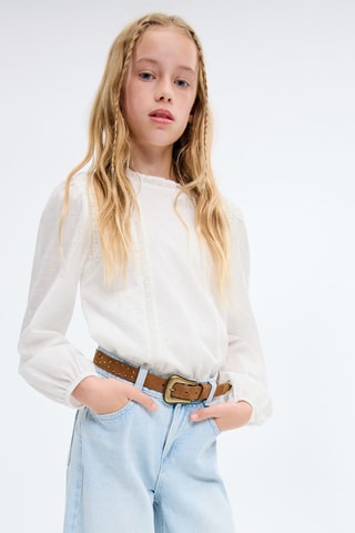 Blouse en coton et dentelle - Blanc