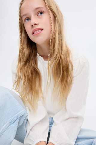 Blouse en coton et dentelle - Blanc