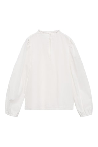Blouse en coton et dentelle - Blanc