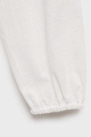 Blouse en coton et dentelle - Blanc