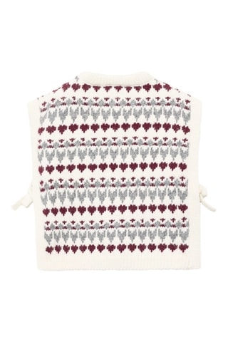 Gilet en maille coeurs - Blanc