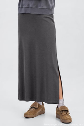 Jupe longue fendue - Anthracite