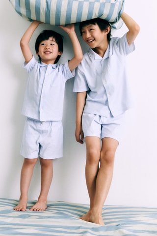 Pyjama court rayures - Bleu