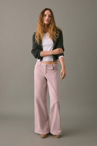 Jean taille basse à clous - Rose clair