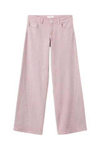 Jean taille basse à clous - Rose clair