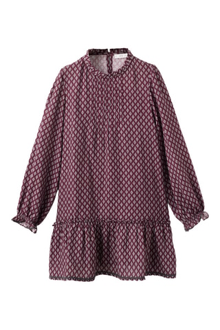 Robe imprimée volantée - Bordeaux