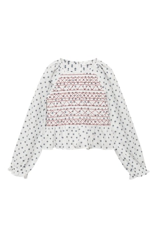 Blouse imprimée brodée - Blanc