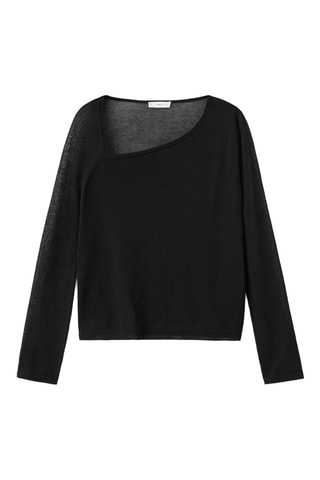 T-shirt col asymétrique - Noir