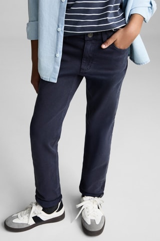 Jean droit coton - Beige - Bleu