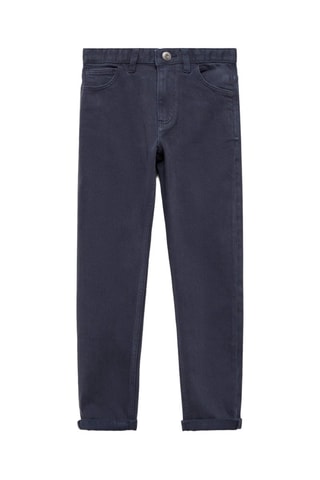 Jean droit coton - Beige - Bleu