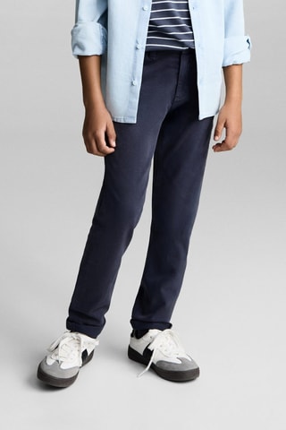 Jean droit coton - Beige - Bleu