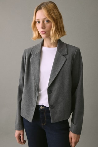 Blazer court à revers - Gris