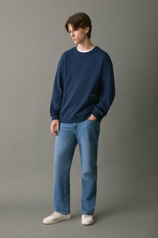 Sweat-shirt coton imprimé - Bleu marine
