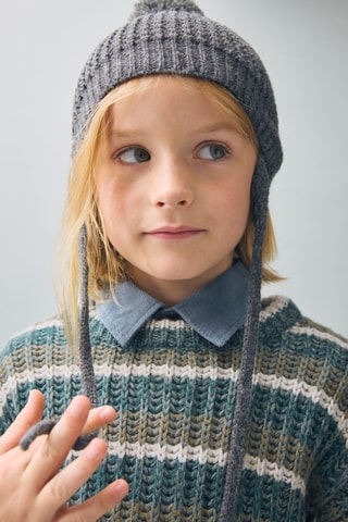 Pull-over en maille à rayures - Vert