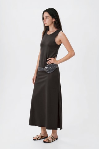 Robe longue en maille - Gris