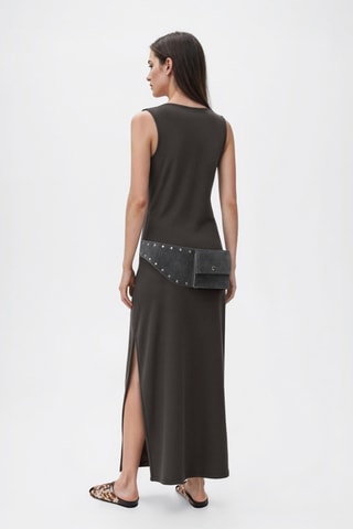 Robe longue en maille - Gris