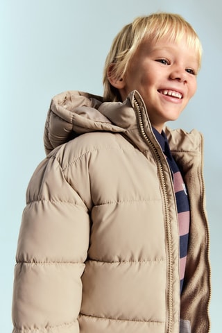 Manteau capuche doublure matelassée - Beige