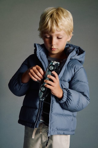 Manteau capuche doublure matelassée - Bleu