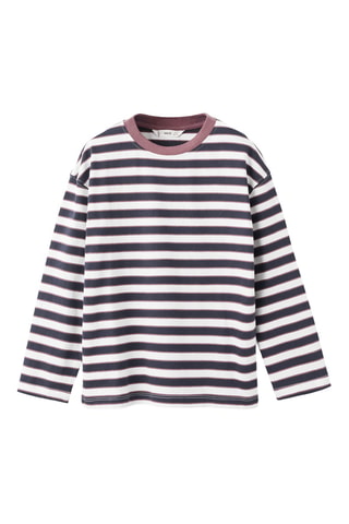 T-shirt rayé manches longues - Violet