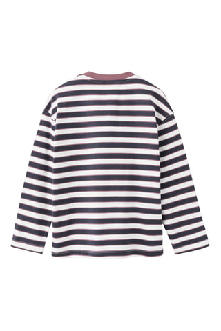 T-shirt rayé manches longues - Violet