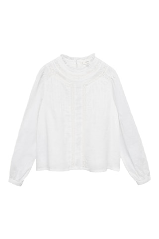 Blouse coton broderies - Blanc - Blanc