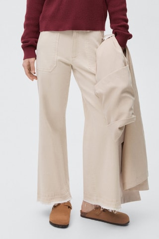Jean style jupe-culotte poches - Beige