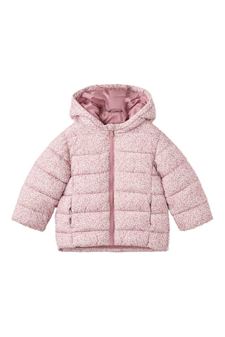 Anorak à capuche motif floral - Rose