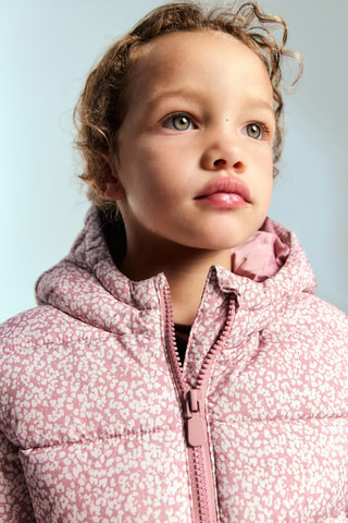 Anorak à capuche motif floral - Rose