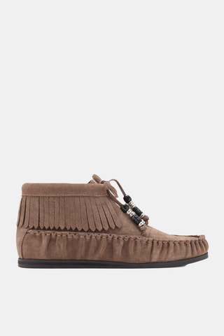 Mocassins cuir franges - Marron