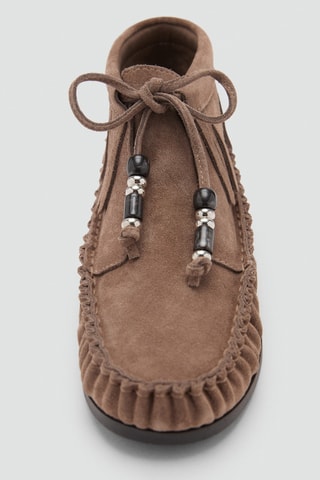 Mocassins cuir franges - Marron