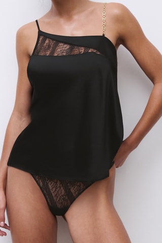 Caraco de pyjama en soie Slash - Noir - Chantelle X