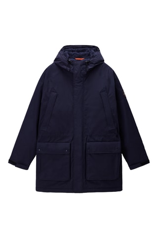 Parka en laine à capuche - A-Diries - Bleu marine