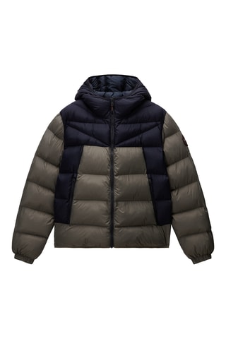 Doudoune à capuche - A-Molveno Hood - Vert olive et bleu marine
