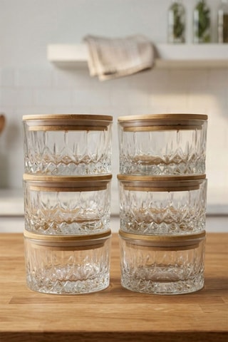 6 Bewaarpotten en Bamboe Deksels - 260 ml