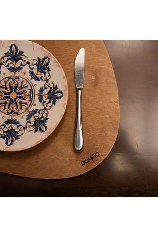 4 Walnoothouten Placemats - 33 x 45 cm - Bruin
