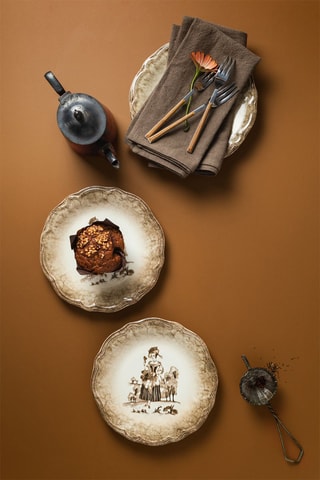 6 Porseleinen Dessertborden - 21 cm