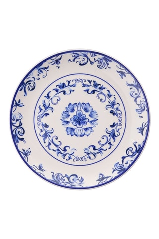 6 Platte Keramische Borden Blue Flower - 25,5 cm