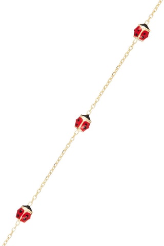 Bracelet enfant 3 coccinelles - Or jaune
