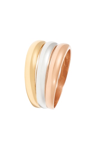 Bague Trio arc-en-ciel - Or jaune, or blanc et or rose