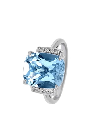 Bague - Or blanc et topaze
